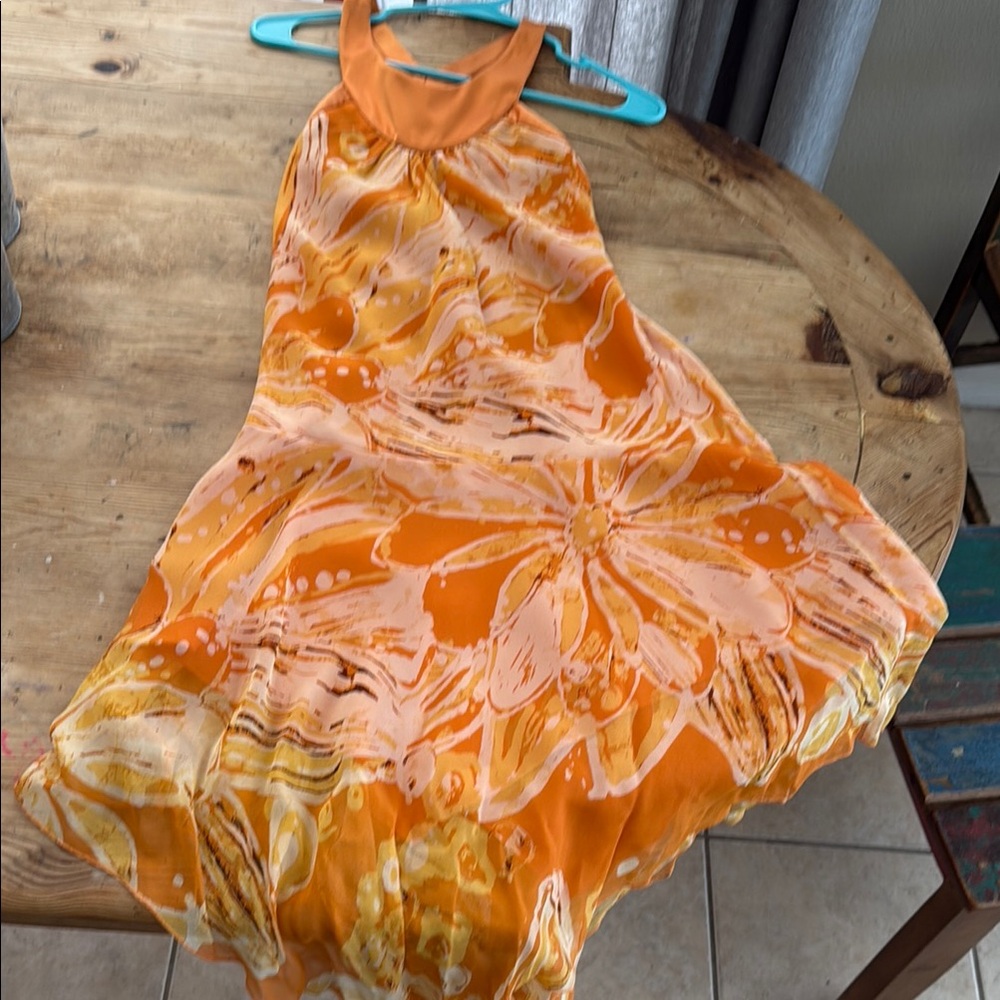 BCBGirls Orange Floral Midi Dress